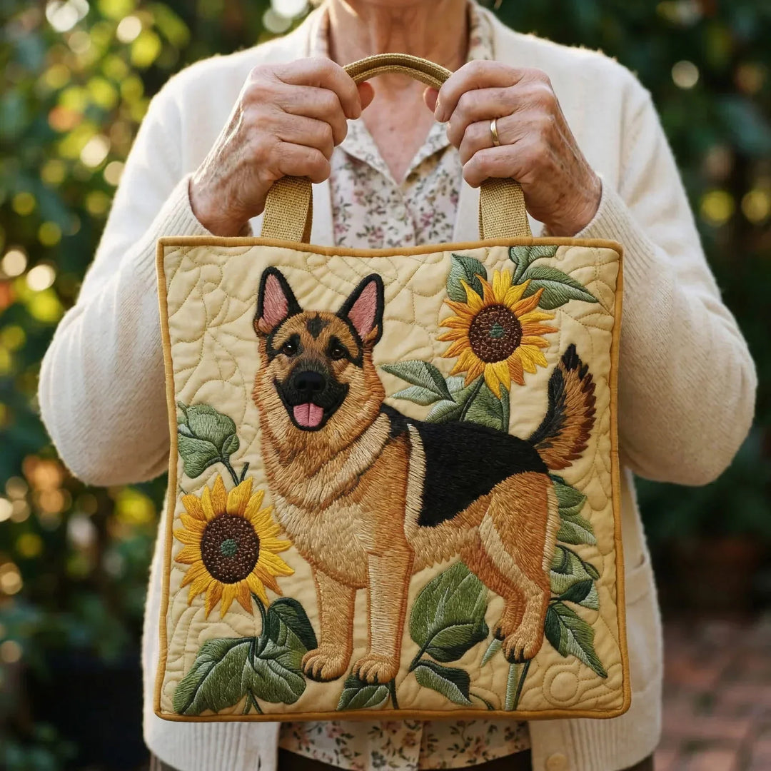 Floral Handmade Bag featuring German Shepherd Design