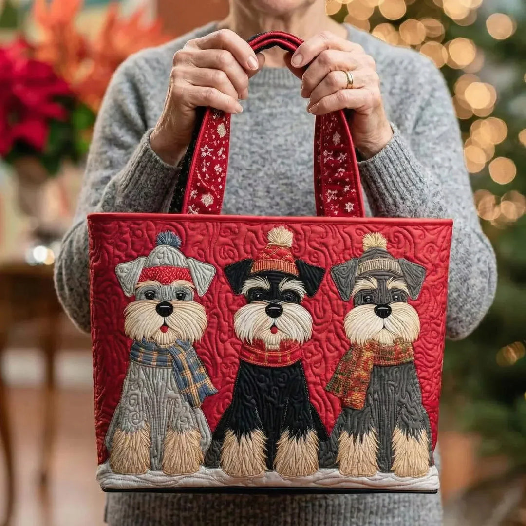 Handcrafted Bag Featuring Trio of Schnauzers